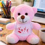 Büro Ev Ofis Sevgiliye Hediye için Love Tişörtlü Pembe Peluş Ayıcık