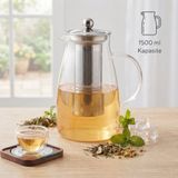 Büro Ev Ofis Sofra Keyfi için 1500ML Paslanmaz Çelik filtreli Detoks Cam Sürahisi