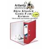 Büro Klasörü Kırmızı Geniş 1 Adet Plastik Geniş Kırmızı Klasör Halkalı Paslanmaz Çelik Klipsli 1 Adet