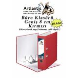 Büro Klasörü Kırmızı Geniş 10 Adet Plastik Geniş Kırmızı Klasör Halkalı Paslanmaz Çelik Klipsli 10 Adet