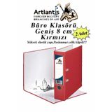 Büro Klasörü Kırmızı Geniş 2 Adet Plastik Geniş Kırmızı Klasör Halkalı Paslanmaz Çelik Klipsli 2 Adet
