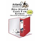 Büro Klasörü Kırmızı Geniş 5 Adet Plastik Geniş Kırmızı Klasör Halkalı Paslanmaz Çelik Klipsli 5 Adet