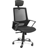 Büro Trend Alfa Fileli Siyah Yönetici Koltuğu Krom Ayak