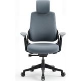 Bürosaray Gri Kumaş Döşemeli Ergonomik Ofis Çalışma Koltuğu Başlıklı Ayarlanabilir Kollu Tekerlekli Bilgisayar Sandalyesi
