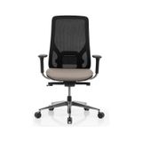 Bürosit Eman Alüminyum File Arkalık Siyah Gövde Çalışma Koltuğu Doğal Deri