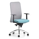 Bürotime Comfy Başlıklı Sabit Kol Krom Ayak Gri Mint Yeşili Çalışma Koltuğu