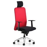 Bürotime Comfy Başlıklı Sabit Kol Krom Ayak Kırmızı Siyah Çalışma Koltuğu