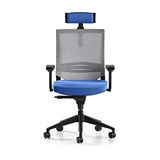 Bürotime Cozy Başlıklı Çalışma Koltuğu | 3D KOL | Plastik Ayak | Mavi/Gri