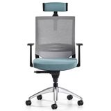 Bürotime Cozy Başlıklı Sabit T Kol Alüminyum Ayak Gri/Mint Yeşili Çalışma Koltuğu