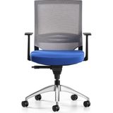 Bürotime Cozy Çalışma Koltuğu - Sabit T Kol - Alüminyum Ayak - Mavi/gri