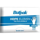 Burpak Şeffaf HDPE Eldiven L 100 Adet Tek Kullanımlık Pratik Temizlik ve Gıda Hazırlama İçin