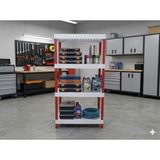 Burplast Portatif Plastik Raf Sistemi 4 Raflı MAX.140KG. 35X70X135CM. - Kırmızı - Beyaz