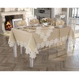 Bursa Çeyiz 26 Parça Etuval Linen Şeyma Fransız Dantelli Yemek Seti Cappuchino