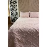 Bursa Çeyiz İskandinav Pudra Çift Kişilik Püsküllü Yatak Örtüsü 245X255 1 Yastık 50X75