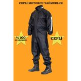 Bursa Hatırası Motorcu Yağmurluk Takım (Cepli) Su Geçirmez Ekstra Esnek, Sağlam ve Hafif Pvc Kumaş, Kurye - 2XL