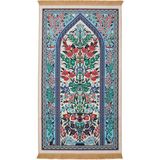 Bursa İpek Kadife Halı Seccade Ekru Klasik Desenli 65 x 115 cm Ev Ofis Kullanımı İçin Tasarlandı
