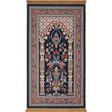 Bursa İpek Koyu Lacivert Kadife Halı Seccade Klasik Desenli 65 x 115 cm Kullanım Alanı İçin Özel
