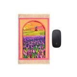 Bursa İpek Mor Lale Dekoratif Küçük Halı Mousepad