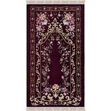 Bursa İpek Mürdüm Gülbahçe Desen Kabartmalı Özel Dokuma Seccade - 65 x 110 cm