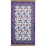 Bursa İpek Saks Bambu Halı Seccade - Saks Mavi - 65 x 115 cm