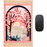 Bursa İpek Somon Kiraz Çiçeği Dekoratif Küçük Halı Mousepad - 25 x 30 cm
