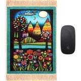 Bursa İpek Su Yeşil Ay Işığı Dekoratif Küçük Halı Mousepad - 25 x 30 cm - Su Yeşili