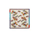 Bursa İpek Su Yeşil Mor Desenli İpeksi Mendil
