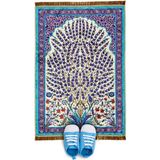 Bursa İpek Turkuaz Kadife Çocuk Seccadesi - 45 x 65 cm