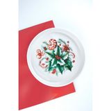 Bursa Porselen Dekor Winterberry Düz Kenar Porselen Salata Kasesi - Beyaz
