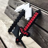 Bursa3dfilament Minecraft Demir Kazma-Kılıç Seti 25 cm/ Minecraft İkili Set