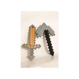 BURSA3DFILAMENT Minecraft Oyuncak Demir Kazma-Kılıç Seti - Gri