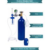 Bursan 5 Litre Oksijen Seti - Oksijen Tüp Manometreli Regülatör, Kanül ve Maske Dahil