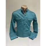 BURSPA Slim Fit Erkek Kot Gömlek - Turkuaz