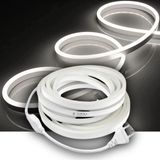 Burul 40 Metre Beyaz Neon Şerit LED Fişli 220V Esnek Dış Mekan, Bahçe, Açık Alan Dekoratif Aydınlatma
