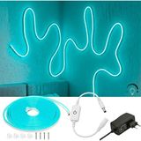 Burul Buz Mavi Neon Led Şerit Işık 5 Metre Dimmer Buton Dekoratif Ambiyans Aydınlatma - Buz Mavisi