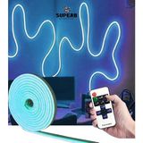 Burul Neon Led Işık Buz Mavi Kumandalı Dimmer Şerit Led Seti 5 Metre - Buz Mavisi