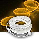 Burul Neon Led Işık Esnek Şerit Led Aydınlatma 220v Fişli, Dekoratif Işıklandırma, İç Mekan ve Dış Mekan, Metre ve Renk Seçenekli, 8x16 mm, Metrede 120 Adet Ledli (Amber, 10 Metre)
