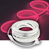 Burul Neon Led Işık Esnek Şerit Led Aydınlatma 220v Fişli, Dekoratif Işıklandırma, İç Mekan ve Dış Mekan, Metre ve Renk Seçenekli, 8x16 mm, Metrede 120 Adet Ledli (Pembe, 15 Metre)