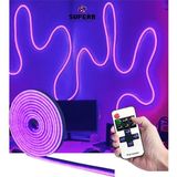 Burul Neon Led Işık Mor Kumandalı Dimmer Şerit Led Seti 5 Metre