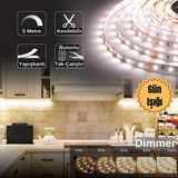 Burul Şerit LED Işık Seti Mutfak Tezgah Çalışma Masası Tv Arkası Dimmer Butonlu 5 Metre - Gün Işığı
