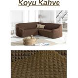 Bürümcük Eteksiz L Köşe Koltuk Örtüsü. 7 Kişilik Esnek, Köşe Koltuk Kılıfı. Toplam Uzunluk 550 cm - Koyu Kahverengi - 450 x 550 cm