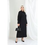 Bürümcük Gömlek Yaka Boydan Düğmeli Uzun Elbise Tesettüre Uygun 2xl 6xl - Siyah - 4XL