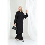 Bürümcük Gömlek Yaka Tunik Takım Düğmeli Tesettüre Uygun 2xl 6xl - 4XL - Siyah