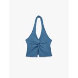 Bürümcük Kolsuz V Yaka Halter Yaka Crop Bluz