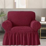 Bürümcük Koltuk Örtüsü ,berjer Kılıfı, Tek Kişilik, Etekli, Lastikli, Esnek, Yıkanabilir - 80 x 120 cm - Bordo