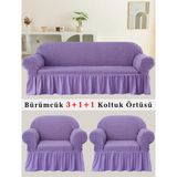 Bürümcük Koltuk Örtüsü, Kanepe, Çekyat Örtüsü, Koltuk Kılıfı 3 +1+ 1 Takım - Lila - 180 x 230 cm