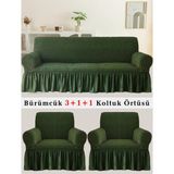 Bürümcük Koltuk Örtüsü, Kanepe, Çekyat Örtüsü, Koltuk Kılıfı 3 +1+ 1 Takım - Yeşil - 180 x 230 cm