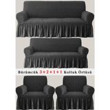 Bürümcük Koltuk Örtüsü, Kanepe, Çekyat Örtüsü, Koltuk Kılıfı 3 2 1 1 Takım - 180 x 230 cm - Antrasit