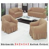 Bürümcük Koltuk Örtüsü, Kanepe, Çekyat Örtüsü, Koltuk Kılıfı 3 2 1 1 Takım - 180 x 230 cm - Bal Rengi