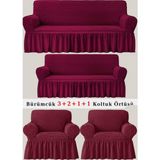 Bürümcük Koltuk Örtüsü, Kanepe, Çekyat Örtüsü, Koltuk Kılıfı 3 2 1 1 Takım - 180 x 230 cm - Bordo